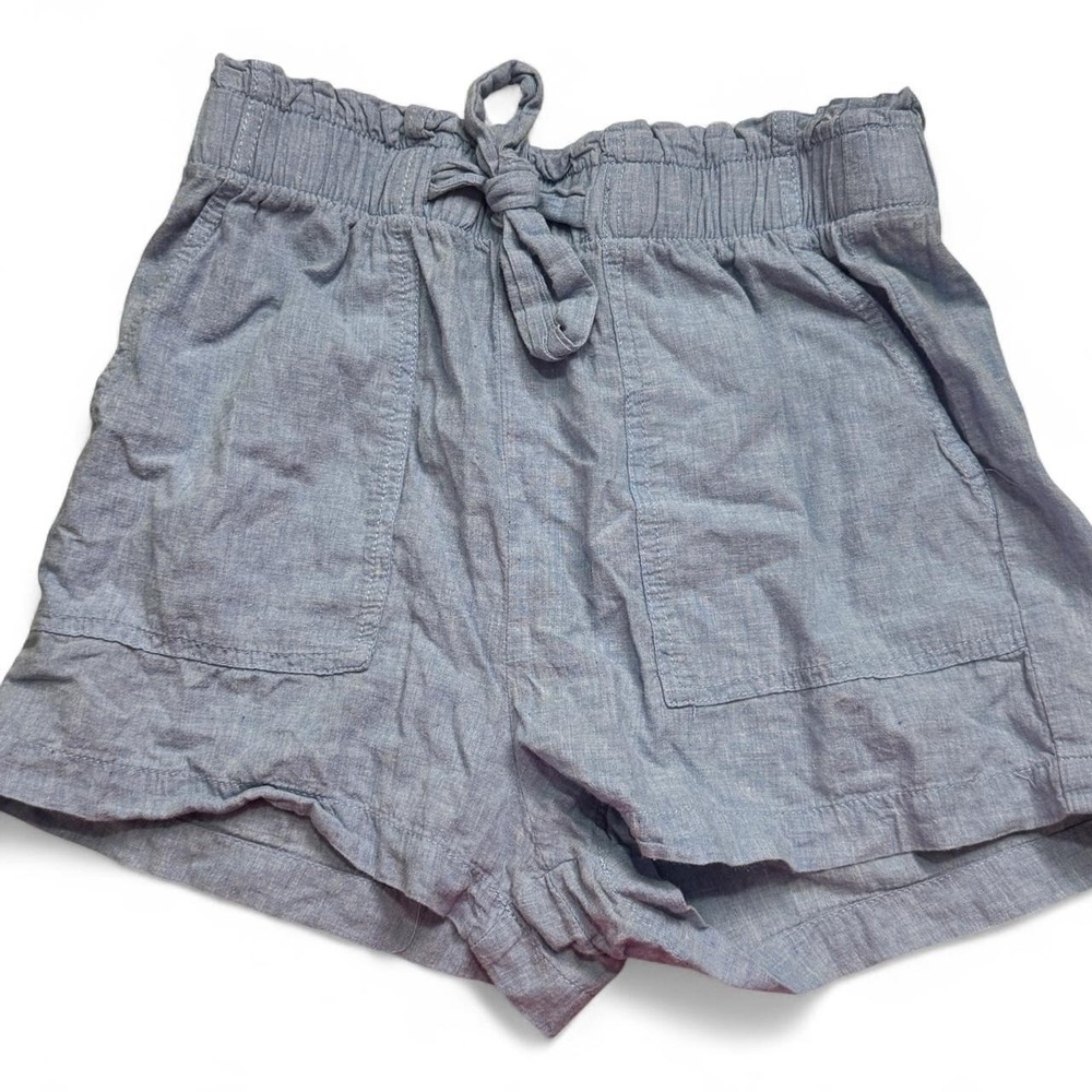 H&M Kids Light Blue Chambray Pull-On Shorts Size 8-10 Elastic Waist Drawstring